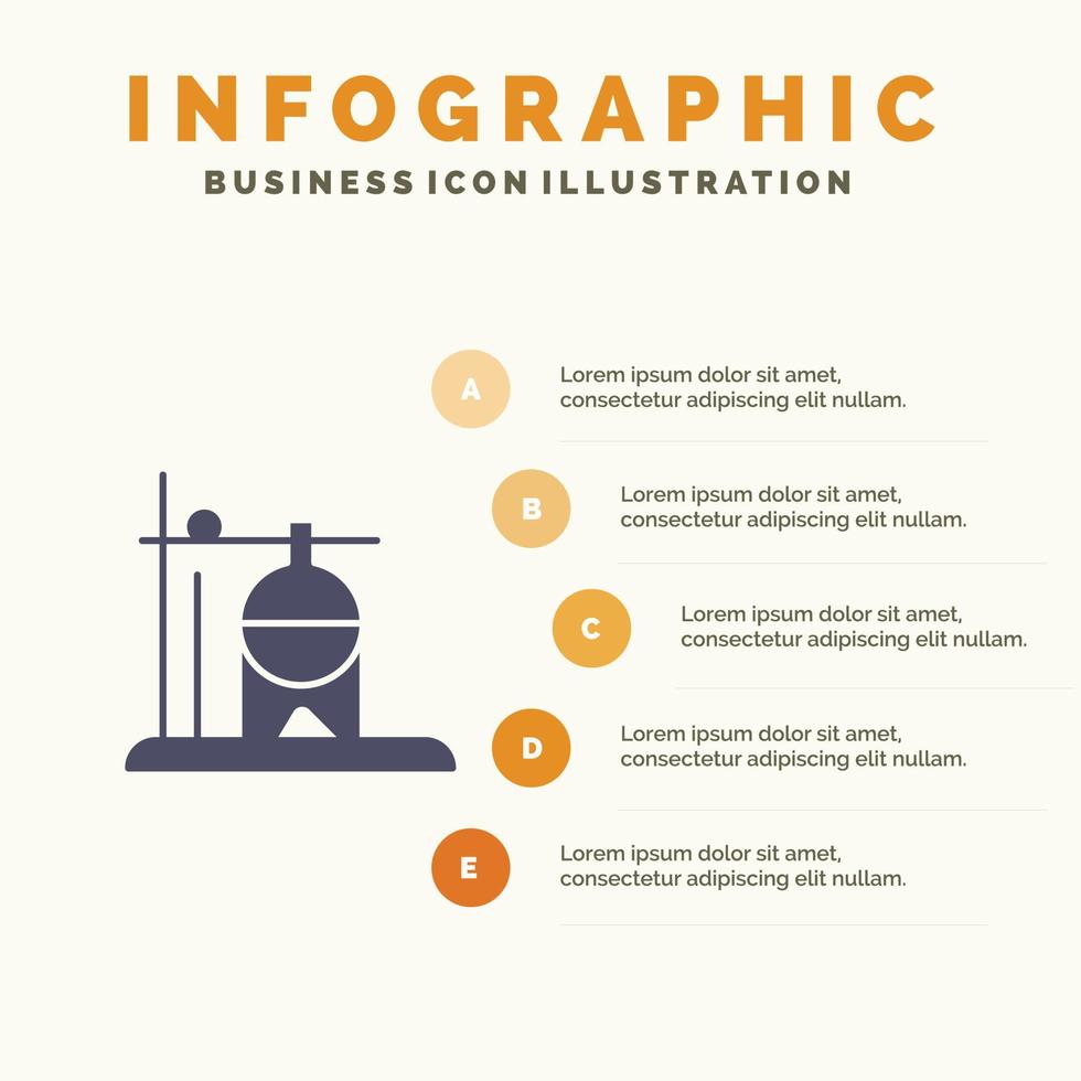 Gesundheitswesen medizinische Rehydration Transfusion festes Symbol Infografiken Präsentationshintergrund mit 5 Schritten vektor