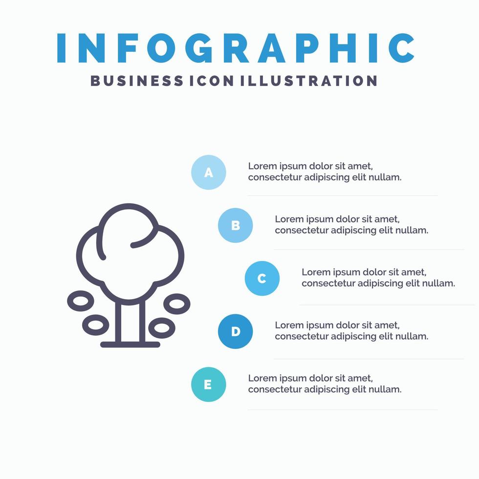 miljö skog grön sommar träd linje ikon med 5 steg presentation infographics bakgrund vektor