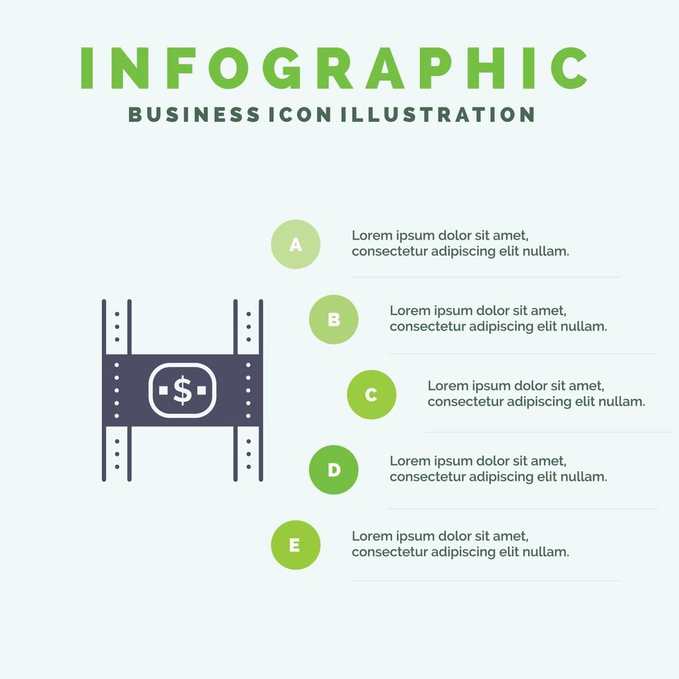 budget kostar filma pengar film fast ikon infographics 5 steg presentation bakgrund vektor