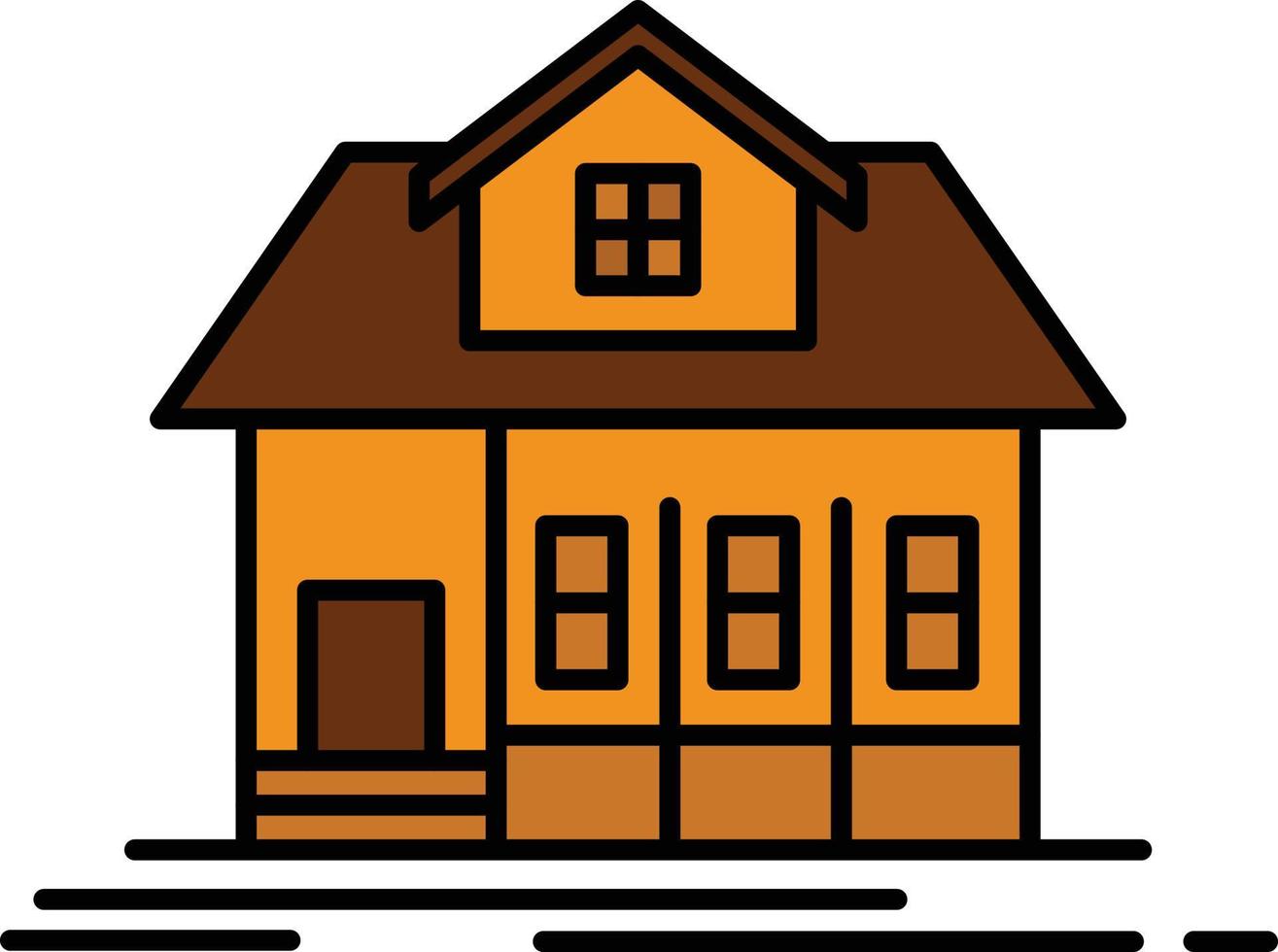 Haus Hausbau Immobilien flache Farbe Symbol Vektor Symbol Banner Vorlage