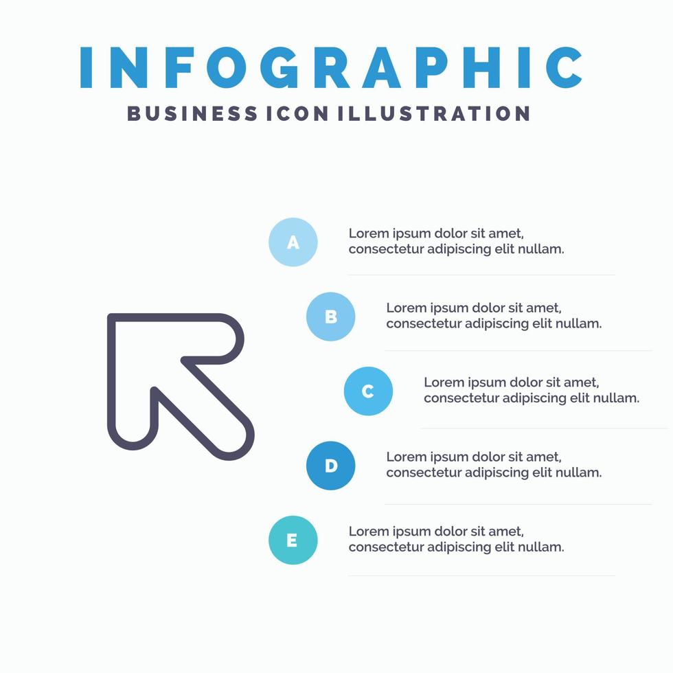 Pfeil nach oben linkes Liniensymbol mit 5 Schritten Präsentation Infografiken Hintergrund vektor