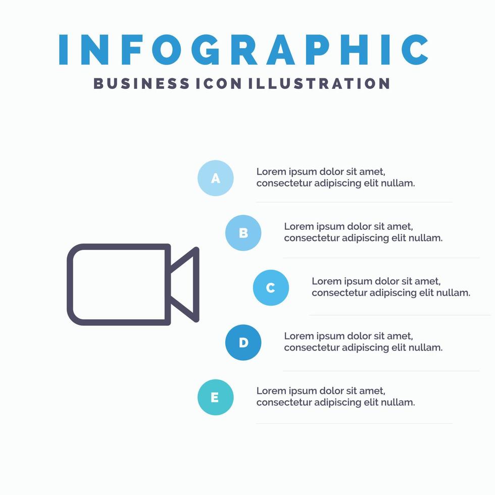 kamera bild grundläggande ui linje ikon med 5 steg presentation infographics bakgrund vektor