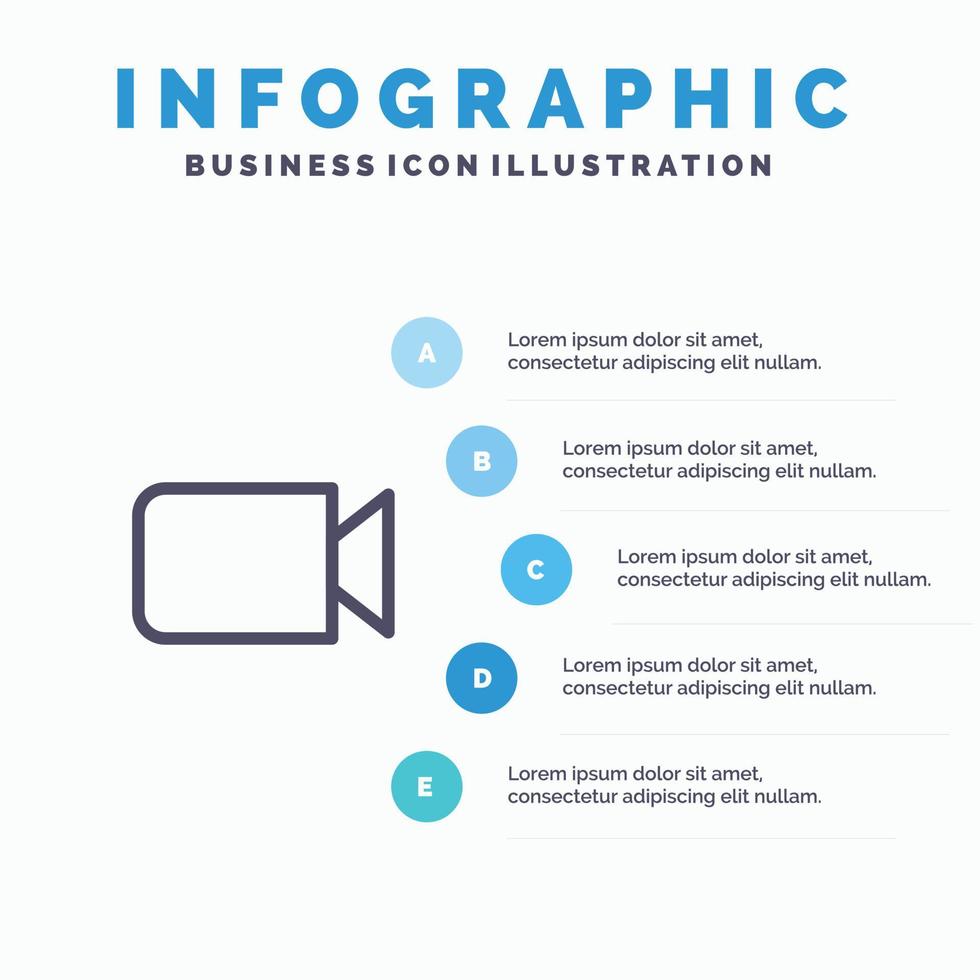 Kamerabild grundlegendes ui-Liniensymbol mit 5 Schritten Präsentation Infografiken Hintergrund vektor