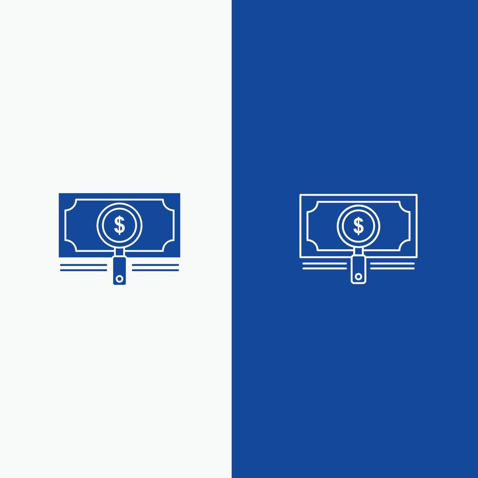 Geldfonds Suche Darlehen Dollar Linie und Glyphe festes Symbol blau Bannerlinie und Glyphe festes Symbol blau b vektor