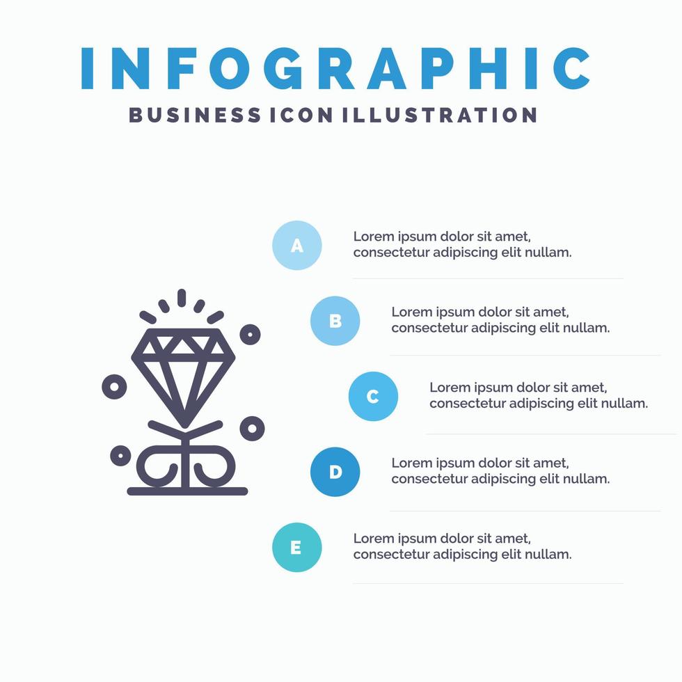 Diamant Liebe Herz Hochzeit Liniensymbol mit 5 Schritten Präsentation Infografiken Hintergrund vektor