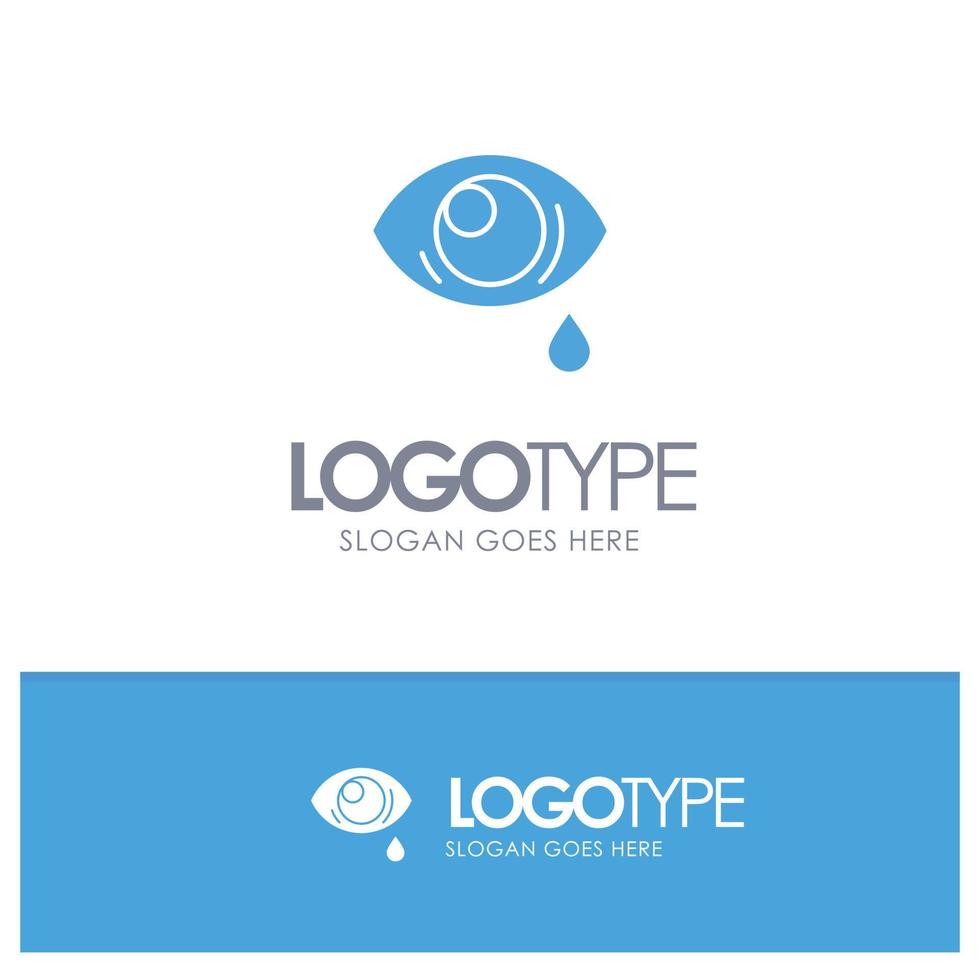 Eye Droop Eye Sad Blue Solid Logo mit Platz für Slogan vektor