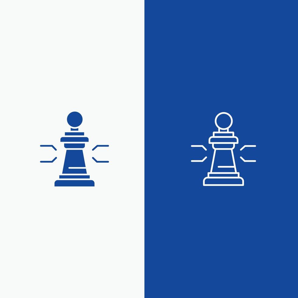Schachvorteil Geschäftsfiguren Spielstrategie Taktiklinie und Glyphe festes Symbol blaue Bannerlinie und vektor