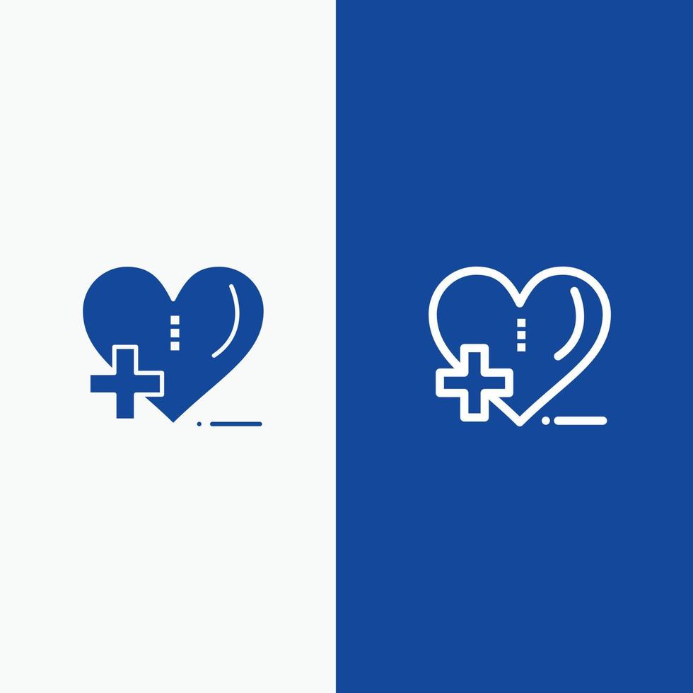 kärlek sjukvård sjukhus hjärta vård linje och glyf fast ikon blå baner linje och glyf fast ikon vektor