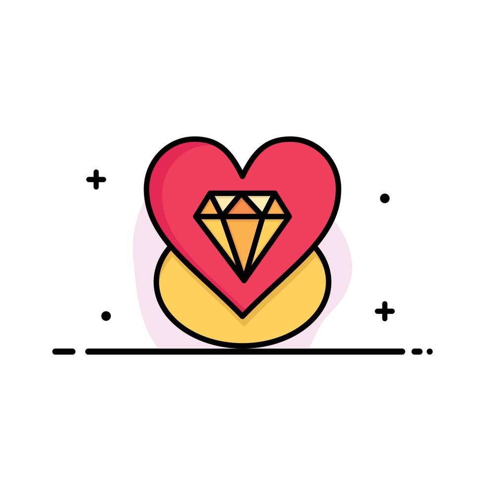 Diamant Liebe Herz Hochzeit Geschäft flache Linie gefüllt Symbol Vektor Banner Vorlage