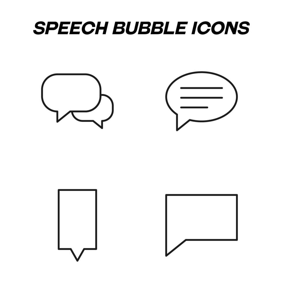 minimalistisk översikt tecken dragen i platt stil. redigerbar stroke. vektor linje ikon uppsättning med symboler av annorlunda Tal bubblor som symbol av prata, Tal, chatt, dialog