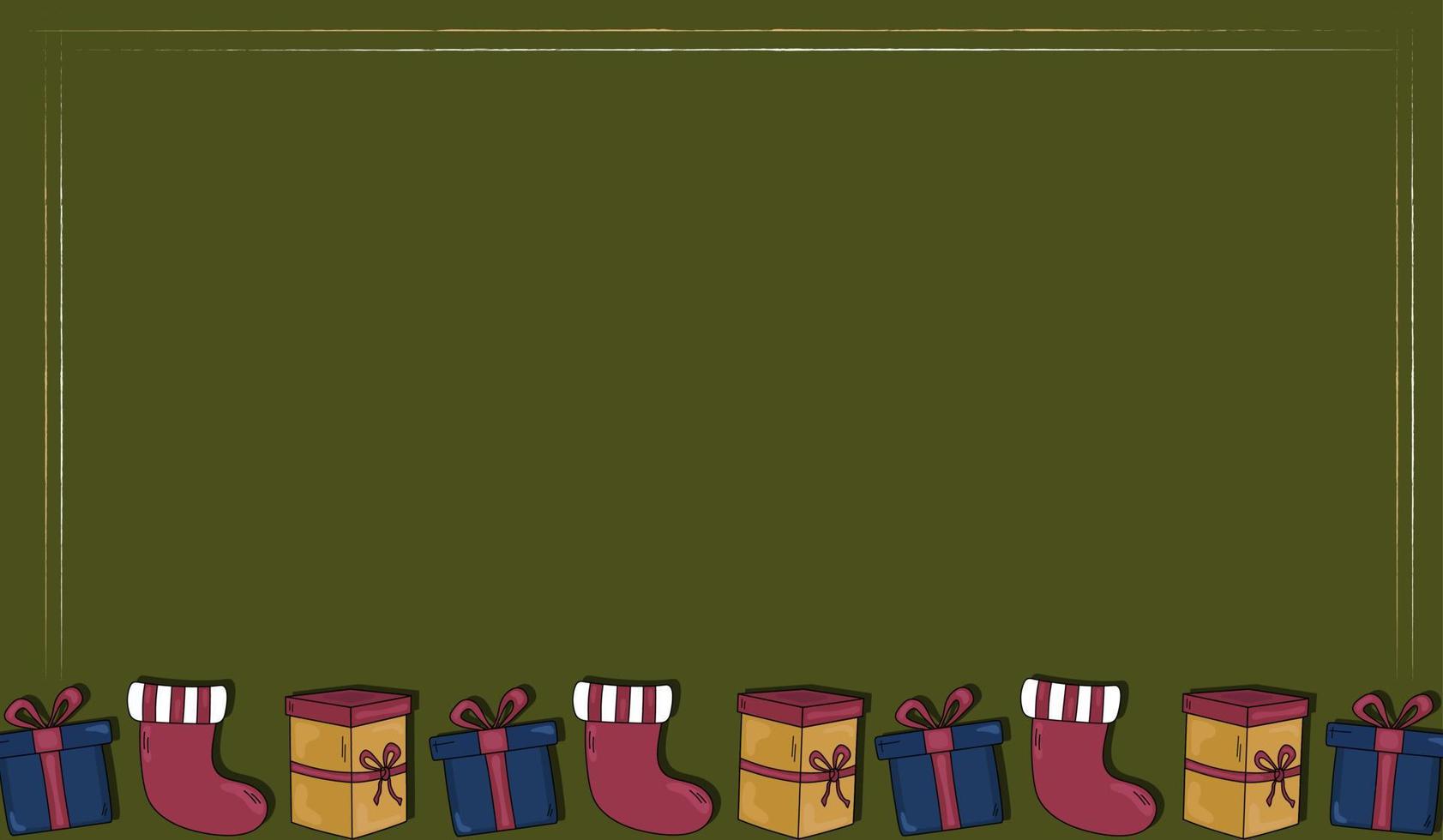jul bakgrund med kopia Plats. festlig ram med gåva lådor för text, Foto. vektor mall av jul inbjudan, hälsning kort