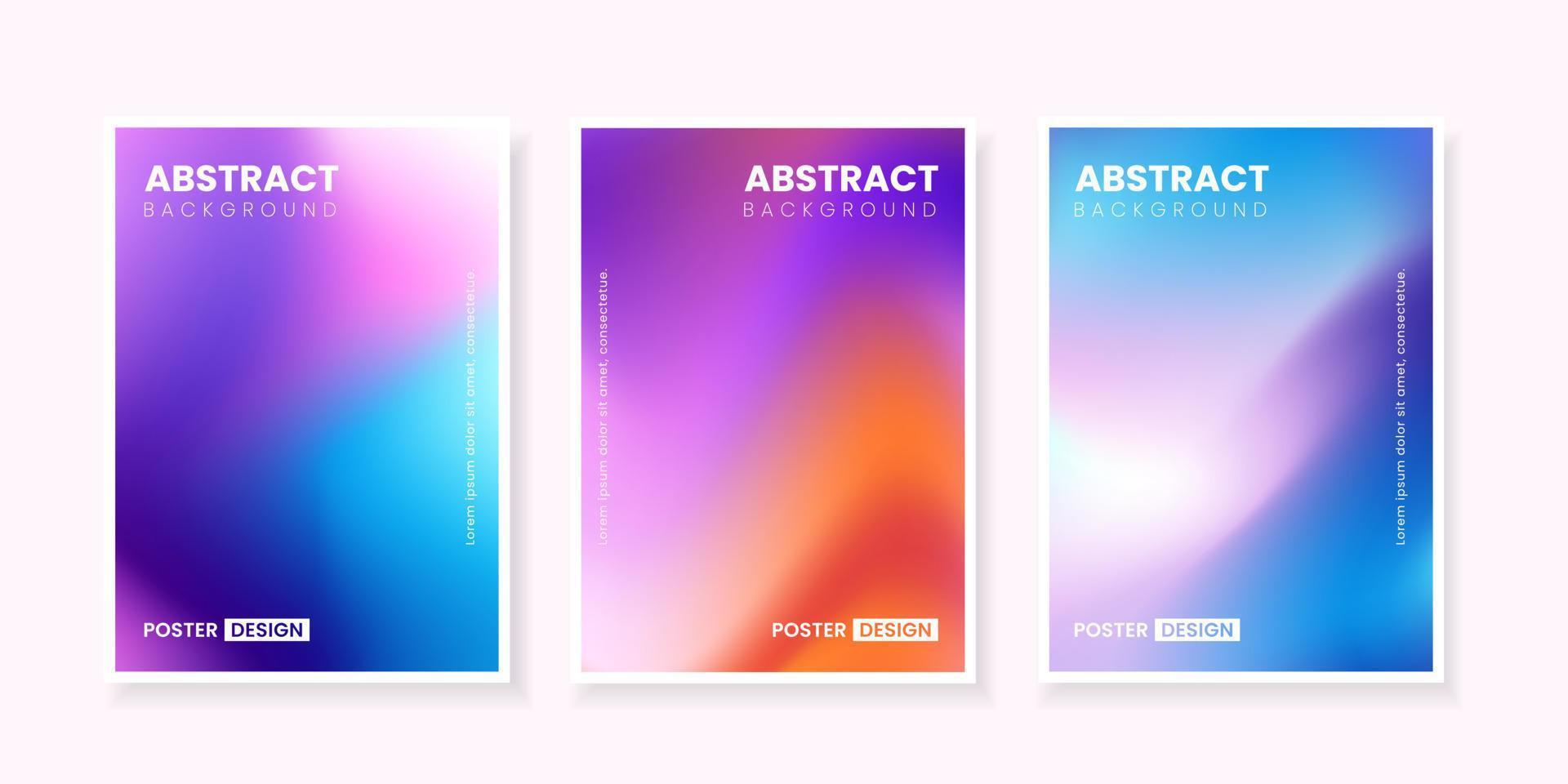 samling av 3 abstrakt suddig lutning affisch design mall vektor