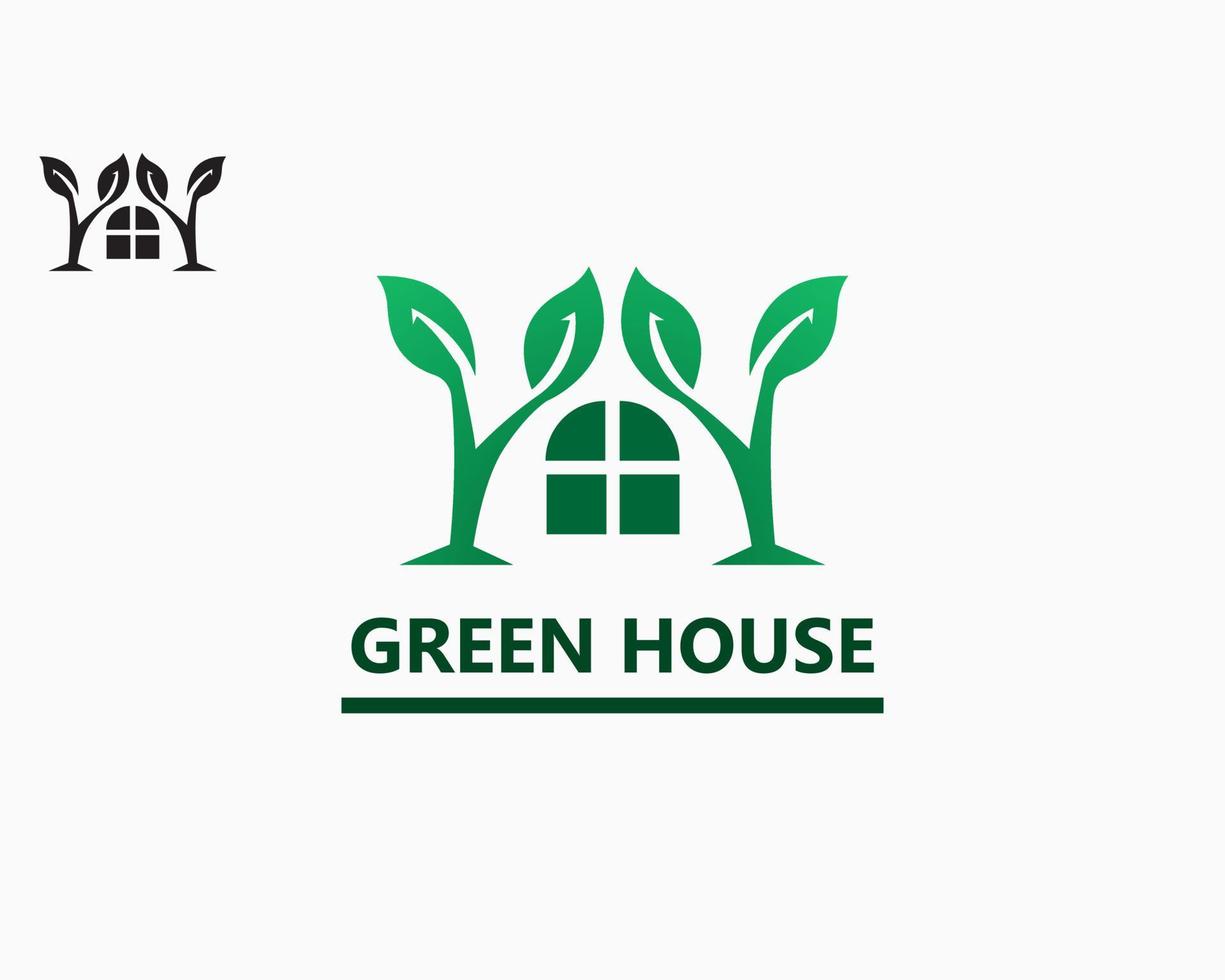 grön hus logotyp design mall vektor