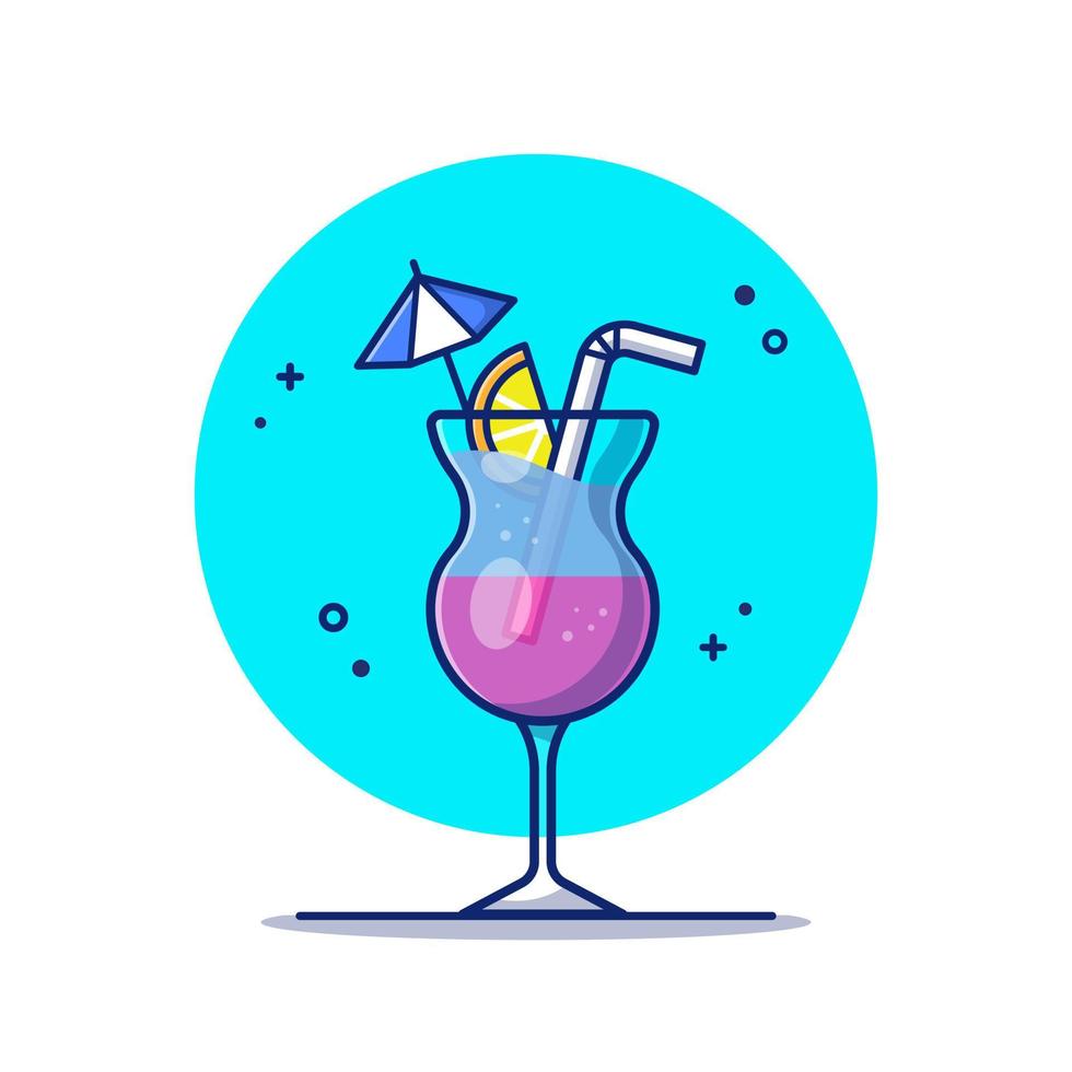 sommer-cocktail-getränk-karikatur-vektor-symbol-illustration. sommergetränk symbol konzept isoliert premium vektor. flacher Cartoon-Stil vektor