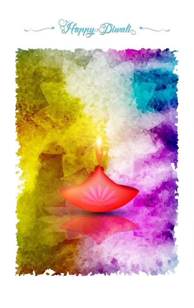 fröhliches diwali fest der lichter indien feier bunte vorlage. grafisches bannerdesign der indischen lotus-diya-öllampe, modernes design in lebendigen farben. Vektorkunststil, Aquarellhintergrund vektor