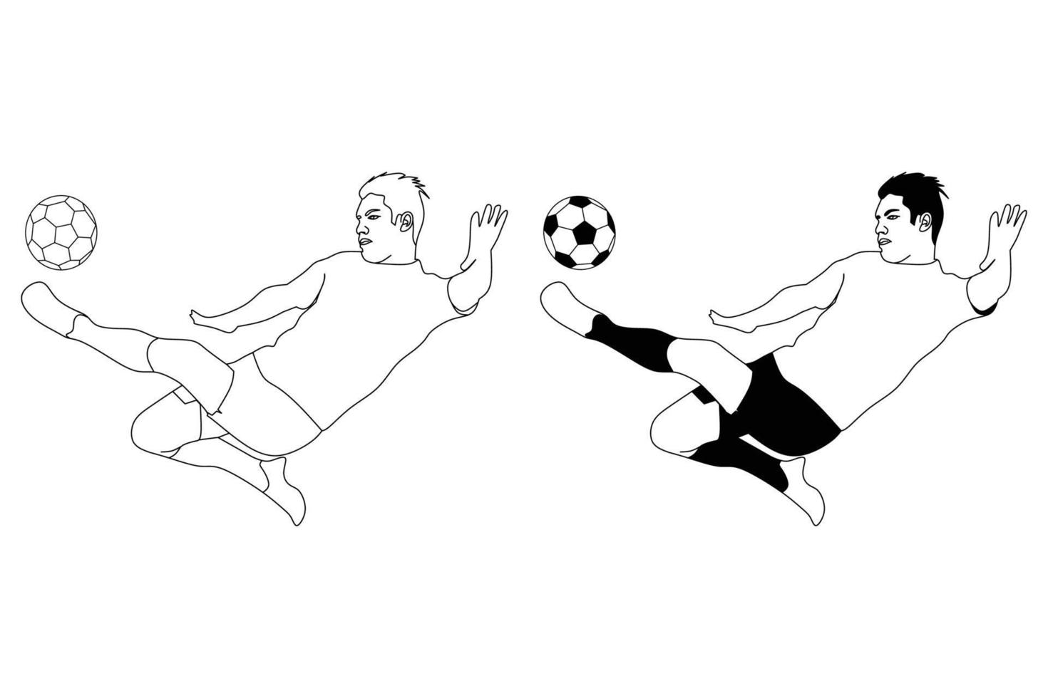 Vektor-Football-Spieler. schwarz-weiße Strichzeichnungen. vektor