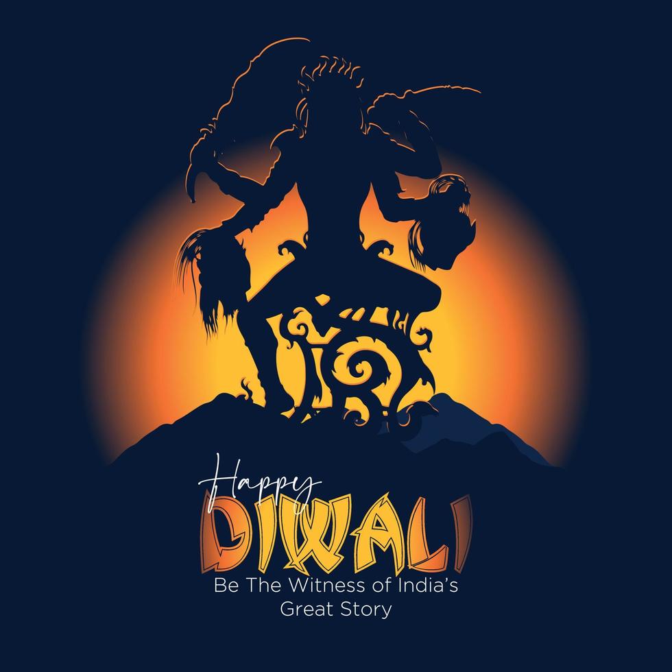 lätt till redigera vektor illustration av gudinna kali puja firande under diwali festival av Indien
