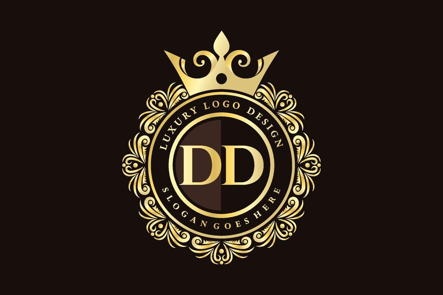 dd anfangsbuchstabe gold kalligraphisch feminin floral handgezeichnet heraldisches monogramm antik vintage stil luxus logo design premium vektor