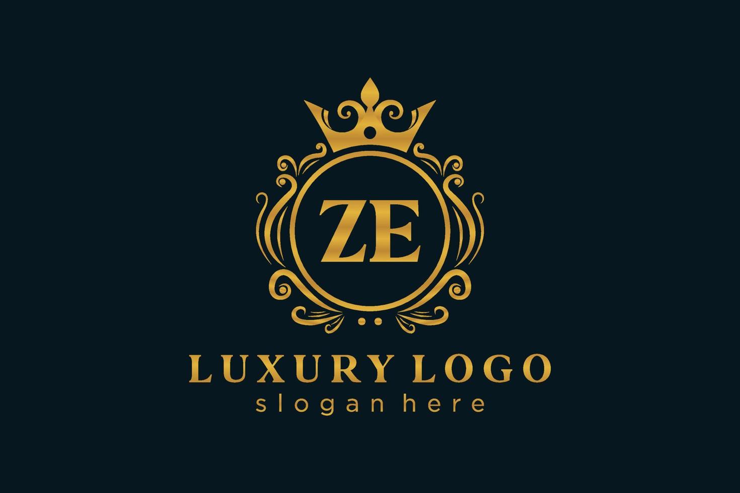 första ze brev kunglig lyx logotyp mall i vektor konst för restaurang, kungligheter, boutique, Kafé, hotell, heraldisk, Smycken, mode och Övrig vektor illustration.