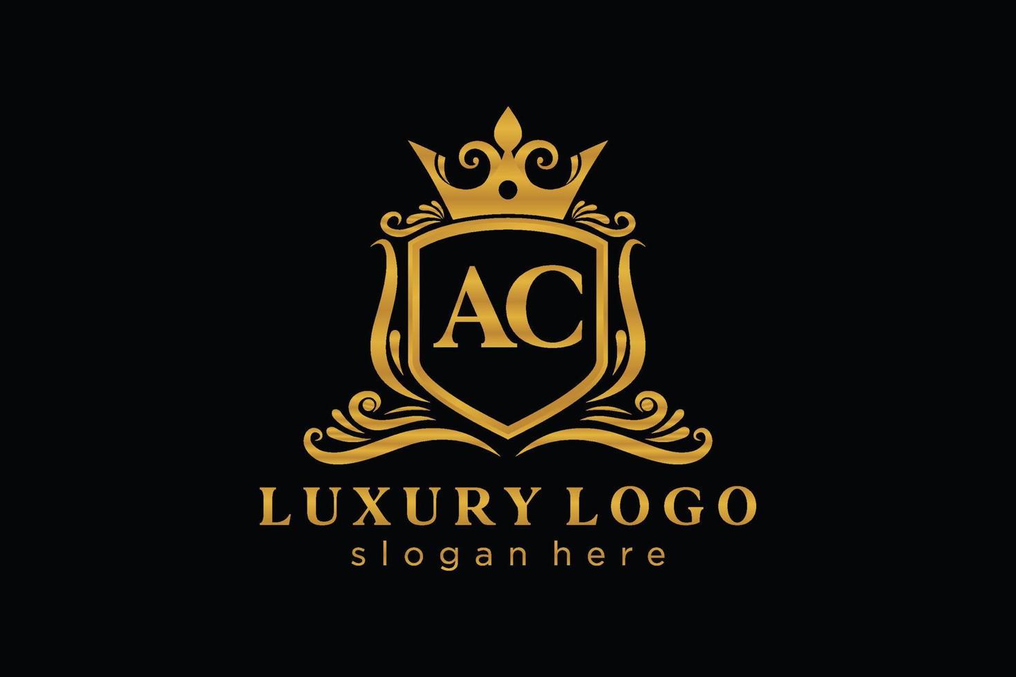 första ac brev kunglig lyx logotyp mall i vektor konst för restaurang, kungligheter, boutique, Kafé, hotell, heraldisk, Smycken, mode och Övrig vektor illustration.