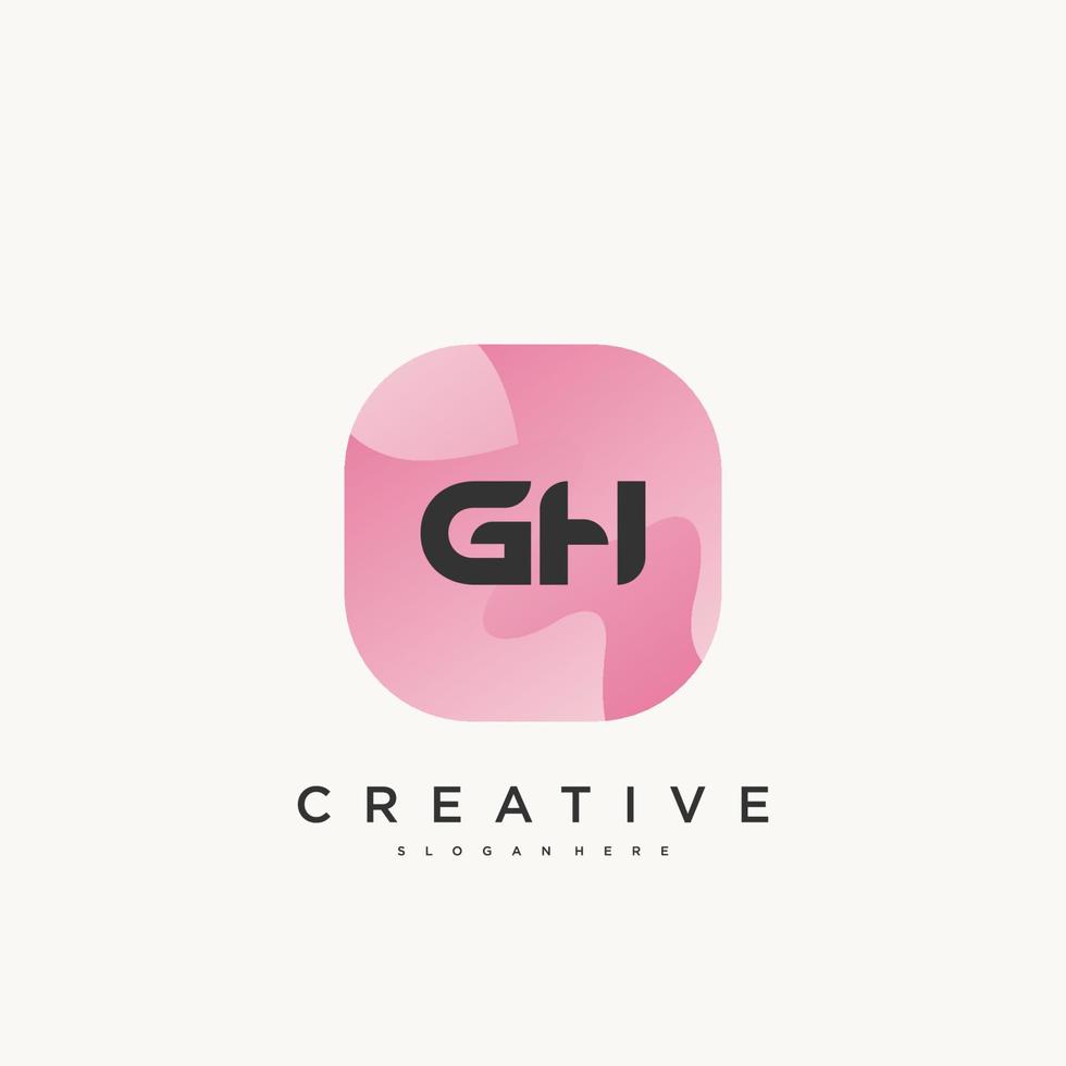 gh anfangsbuchstabe logo icon design template elemente mit welle bunt vektor