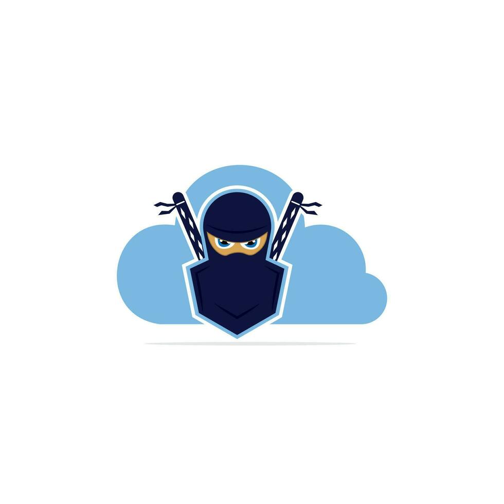 Ninja-Wolken-Himmel-Vektor-Logo-Design. vektor