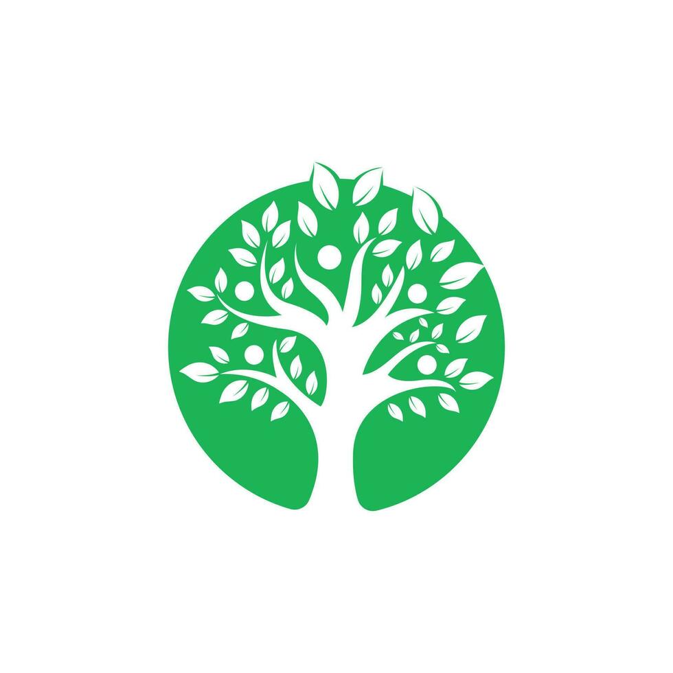 Baum-Menschen-Logo. Logo-Design für gesunde Menschen. Menschenleben-Logo-Symbol des abstrakten Menschen-Baum-Vektors. vektor
