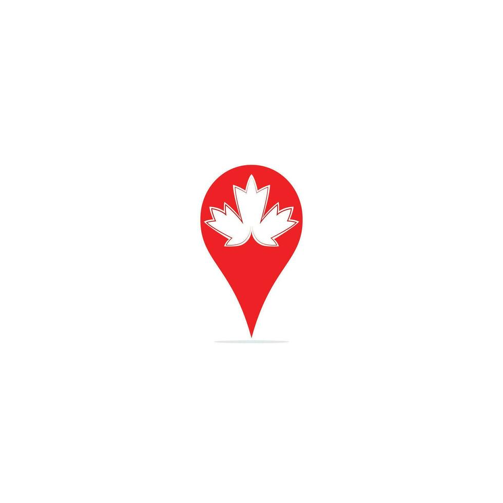 Ahornblatt und Pin-Vektor-Logo-Design. kanadisches GPS-Symbol. vektor