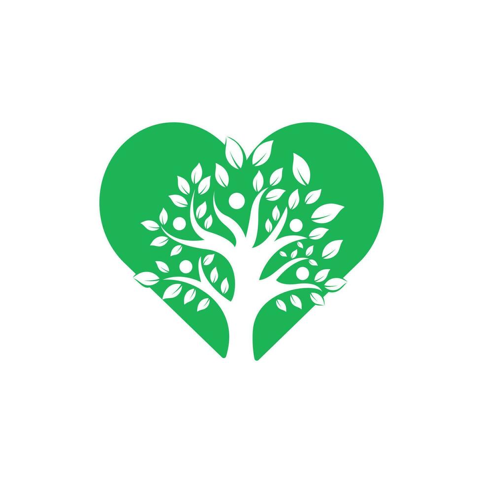 mänsklig liv logotyp ikon av abstrakt människor träd vektor .familj träd hjärta form tecken och symbol.
