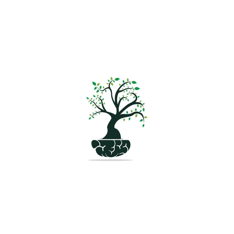 Smart Grow-Logo-Design. Pflanze, die im Inneren des Gehirnsymbols wächst. vektor