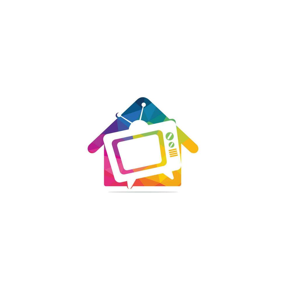 Logo-Design in TV-Medienhausform. Logo-Kombination aus Haus- und TV-Design-Vektorvorlage. vektor