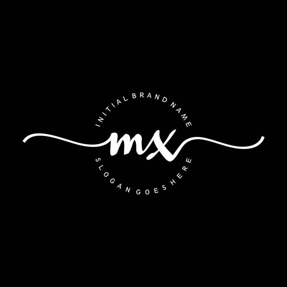 anfänglicher MX-Handschrift-Logo-Vorlagenvektor vektor