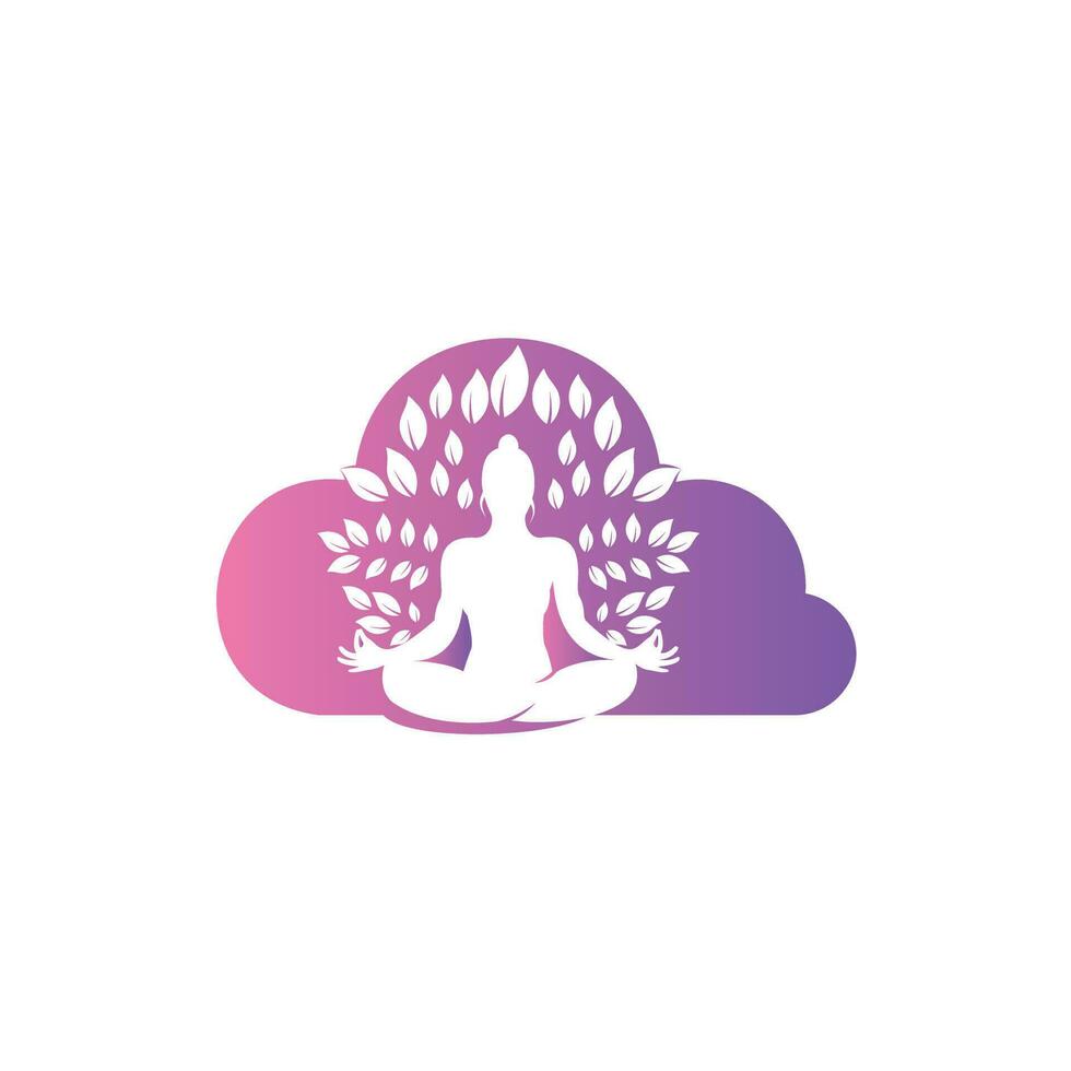 Cloud-Yoga-Logo-Vektor mit Konzeptstil. vektor