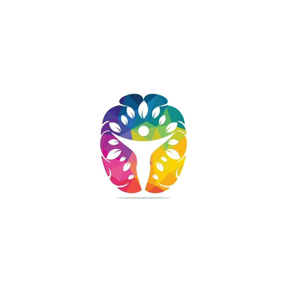 mänsklig träd och hjärna vektor logotyp design.