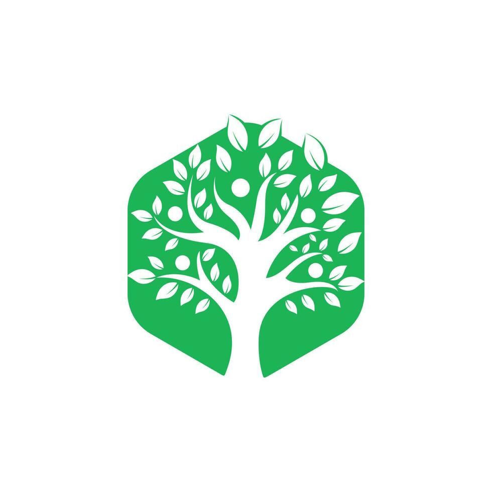 Baum-Menschen-Logo. Logo-Design für gesunde Menschen. Menschenleben-Logo-Symbol des abstrakten Menschen-Baum-Vektors. vektor