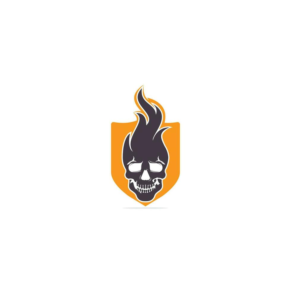 Schädel mit Flammen-Vektor-Logo-Design. cooles Tattoo- oder Logo-Design. vektor