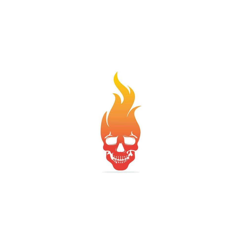 Schädel mit Flammen-Vektor-Logo-Design. cooles Tattoo- oder Logo-Design. vektor