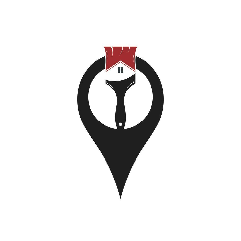 vektor-logo-design für die hausrestaurierung. ikonenvektor für eigentumspflege und hausrenovierung. Home-Pinsel und GPS-Symbol. vektor