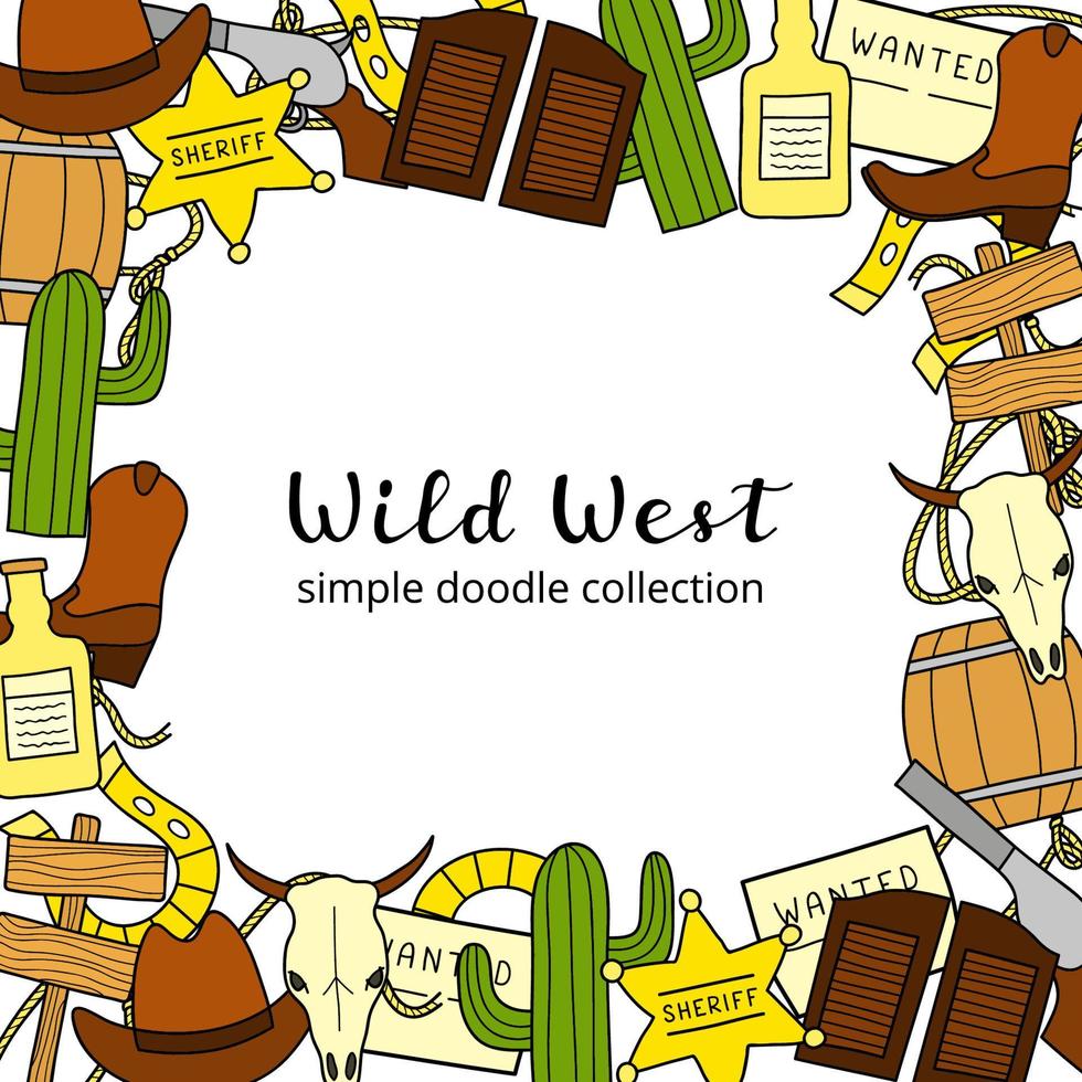 quadratischer Hintergrund mit Wild-West-Elementen. vektor