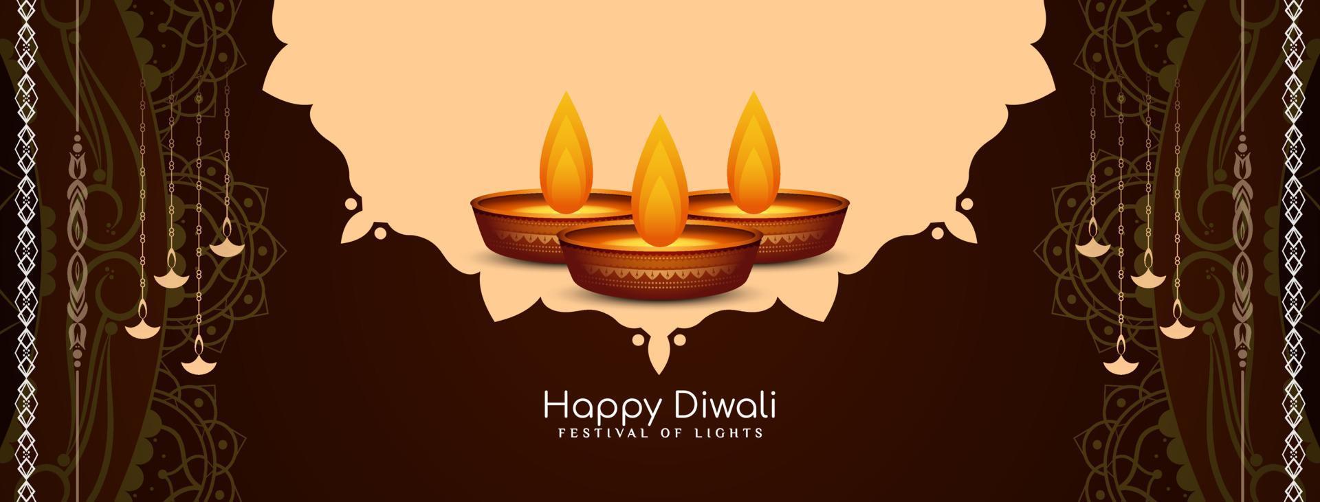 schönes fröhliches diwali festival kulturelles klassisches bannerdesign vektor