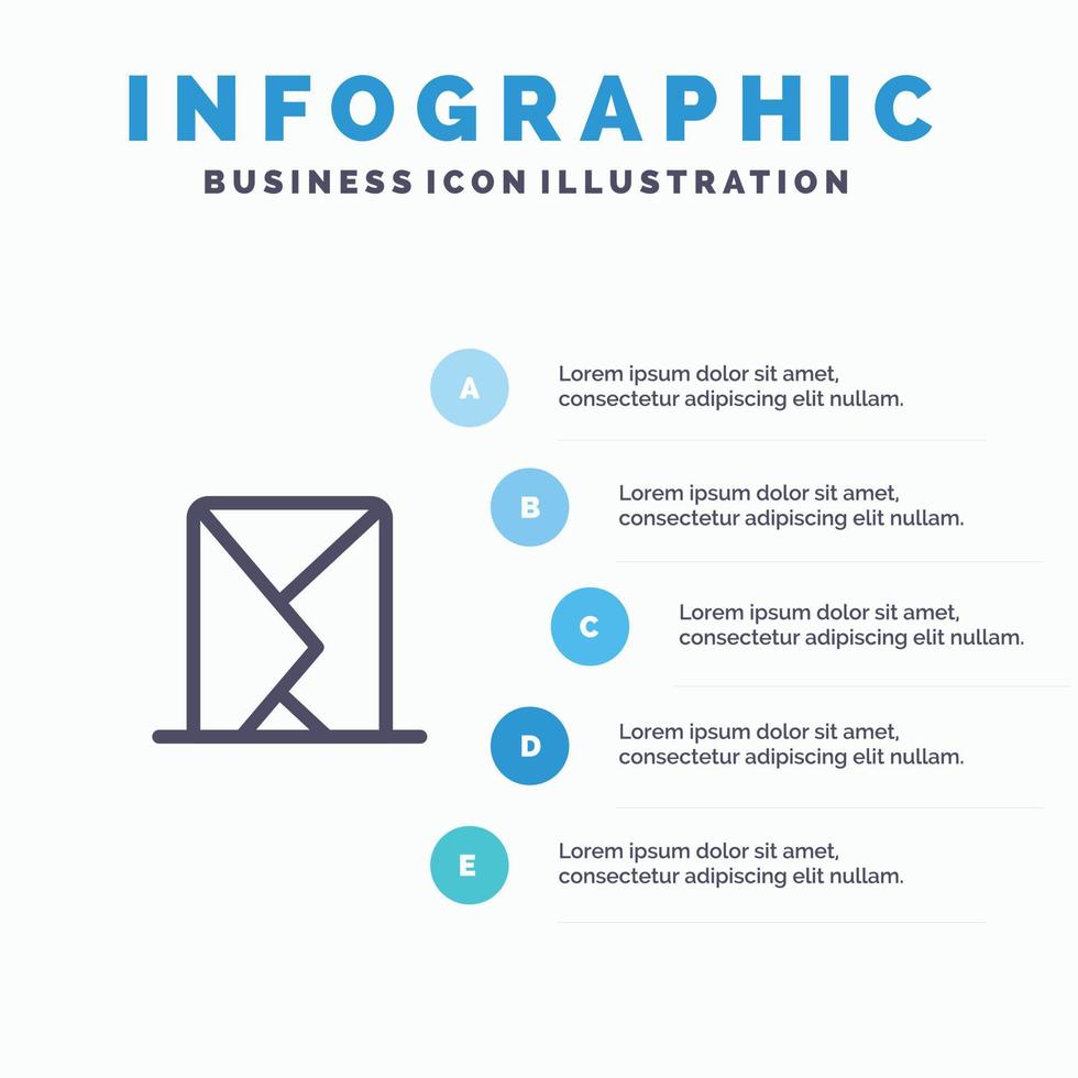 E-Mail-Umschlag E-Mail-Nachricht gesendet Liniensymbol mit 5 Schritten Präsentation Infografiken Hintergrund vektor