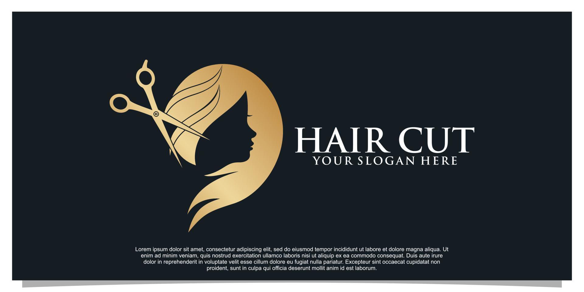 Haarschnitt-Logo-Design-Vektor mit kreativem Konzept für Frauen-Schönheitssalon vektor