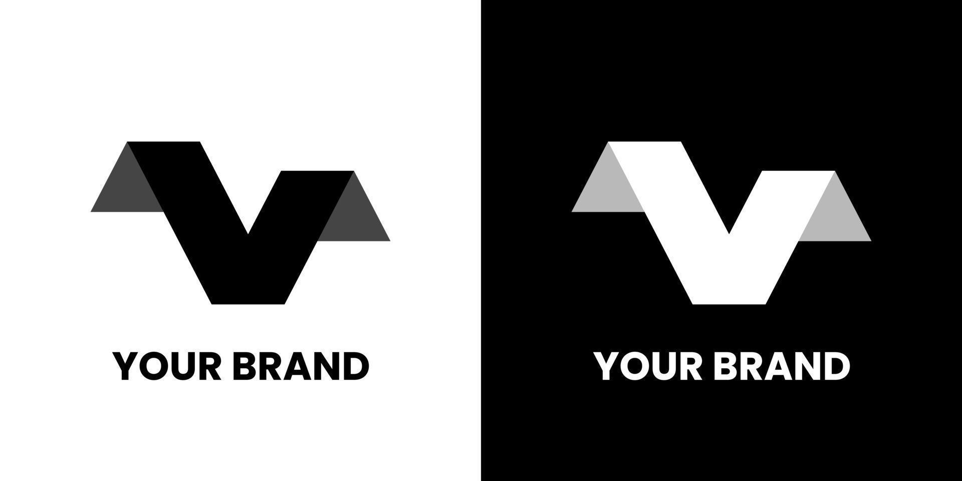 minimalistisk v logotyp design vektor. brev v abstrakt triangel logotyp svart vit design vektor mall. logotyp begrepp ikon