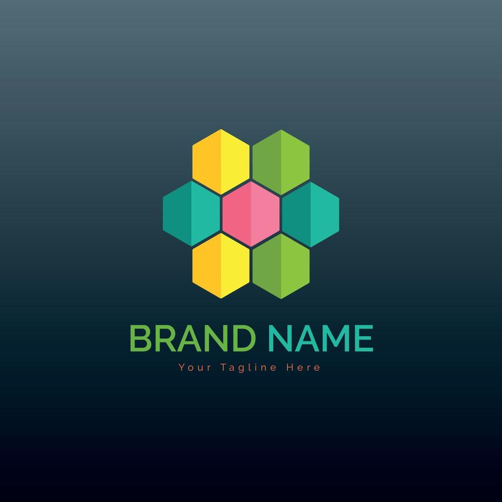 modern hexagonal tecken Färg logotyp mall design vektor för varumärke eller företag och Övrig