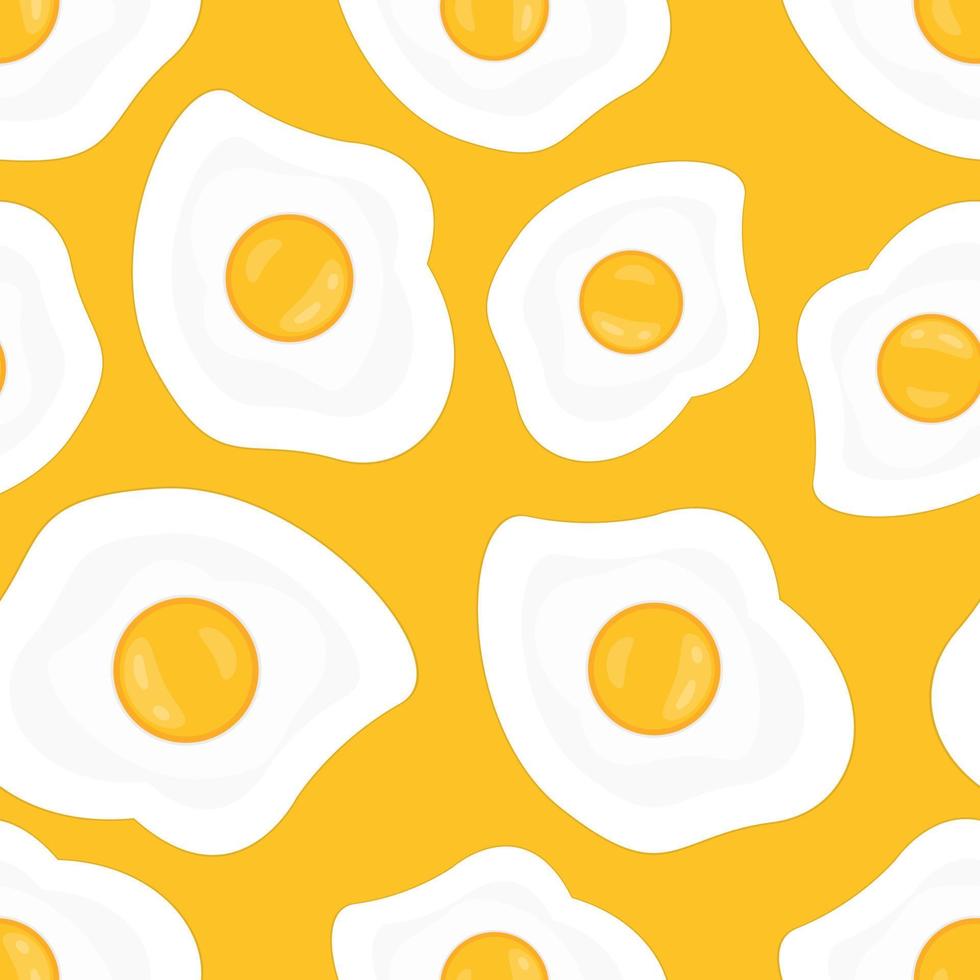 friterad ägg på gul bakgrund vektor sömlös mönster