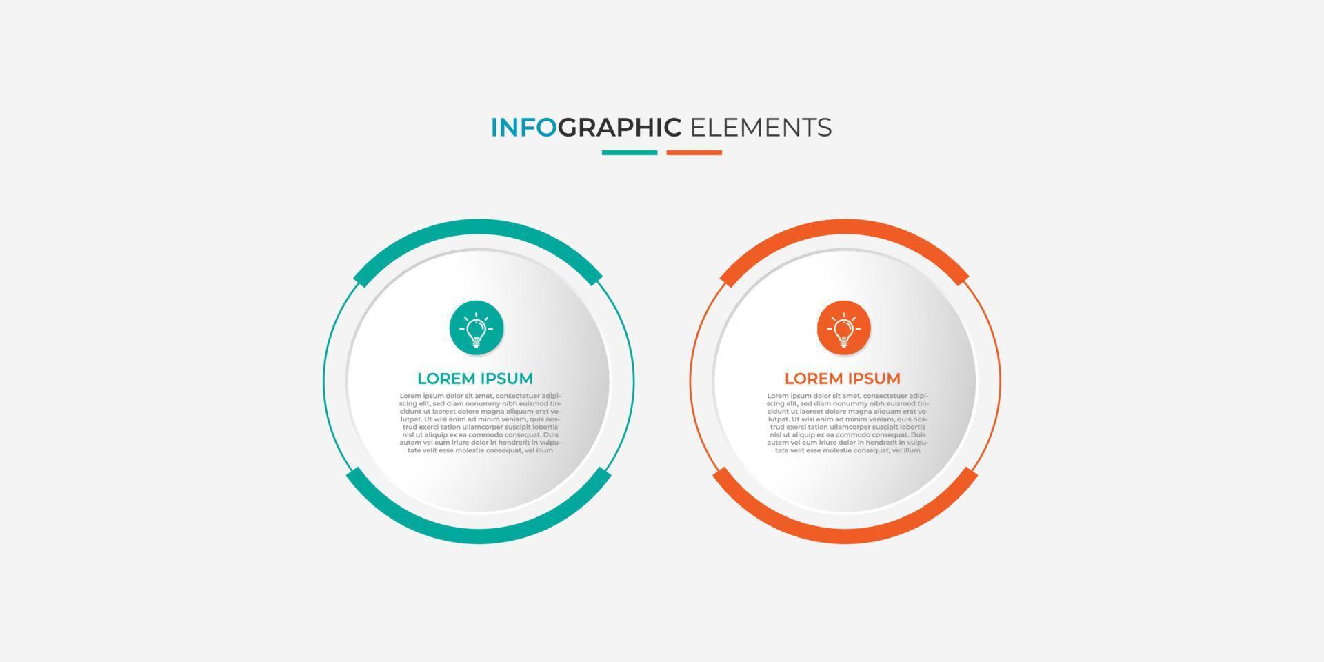 Modernes Business-Infografik-Template-Design mit 2 Schritten oder Optionen. cooles Design für Prozessdiagramm, Präsentationen, Workflow-Layout, Banner, Flussdiagramm, Wandinformationen.eps10 Vektor