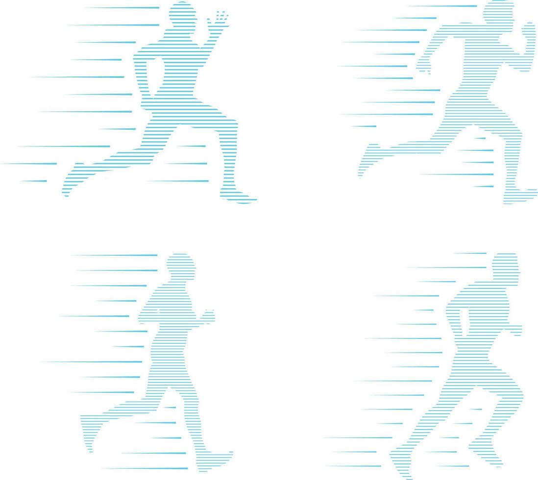 en linje vektor illustration av löpare med en hastighet rader Bakom dem