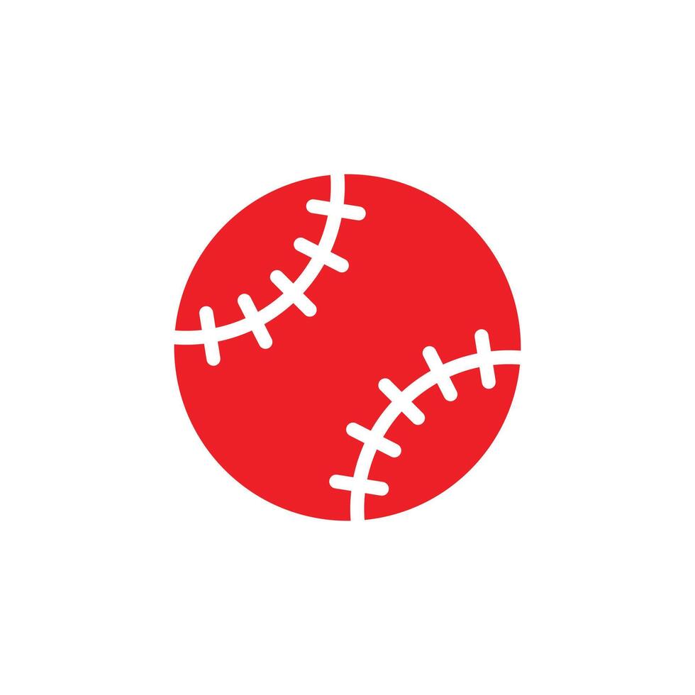 eps10 roter Vektor Baseballball abstrakte feste Ikone isoliert auf weißem Hintergrund. Baseball gefülltes Symbol in einem einfachen, flachen, trendigen, modernen Stil für Ihr Website-Design, Logo und mobile Anwendung