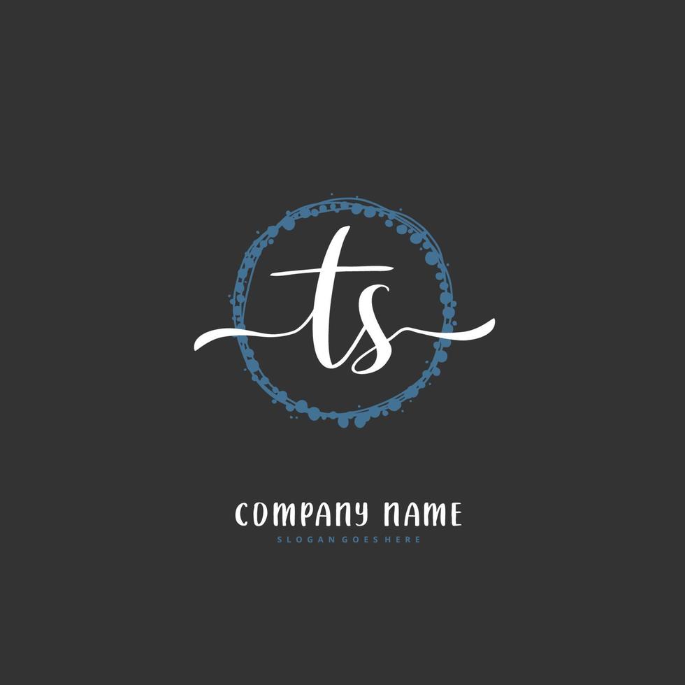 ts anfängliche Handschrift und Signatur-Logo-Design mit Kreis. schönes design handgeschriebenes logo für mode, team, hochzeit, luxuslogo. vektor