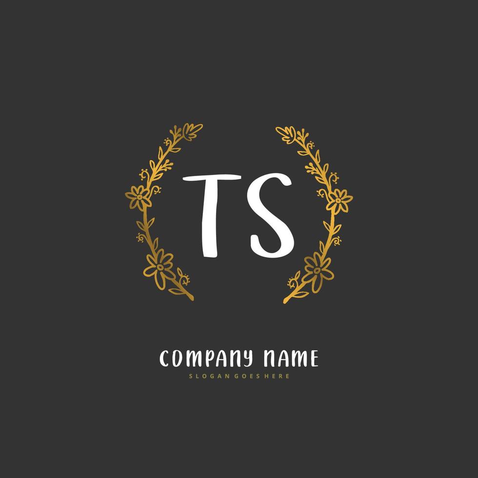 ts anfängliche Handschrift und Signatur-Logo-Design mit Kreis. schönes design handgeschriebenes logo für mode, team, hochzeit, luxuslogo. vektor